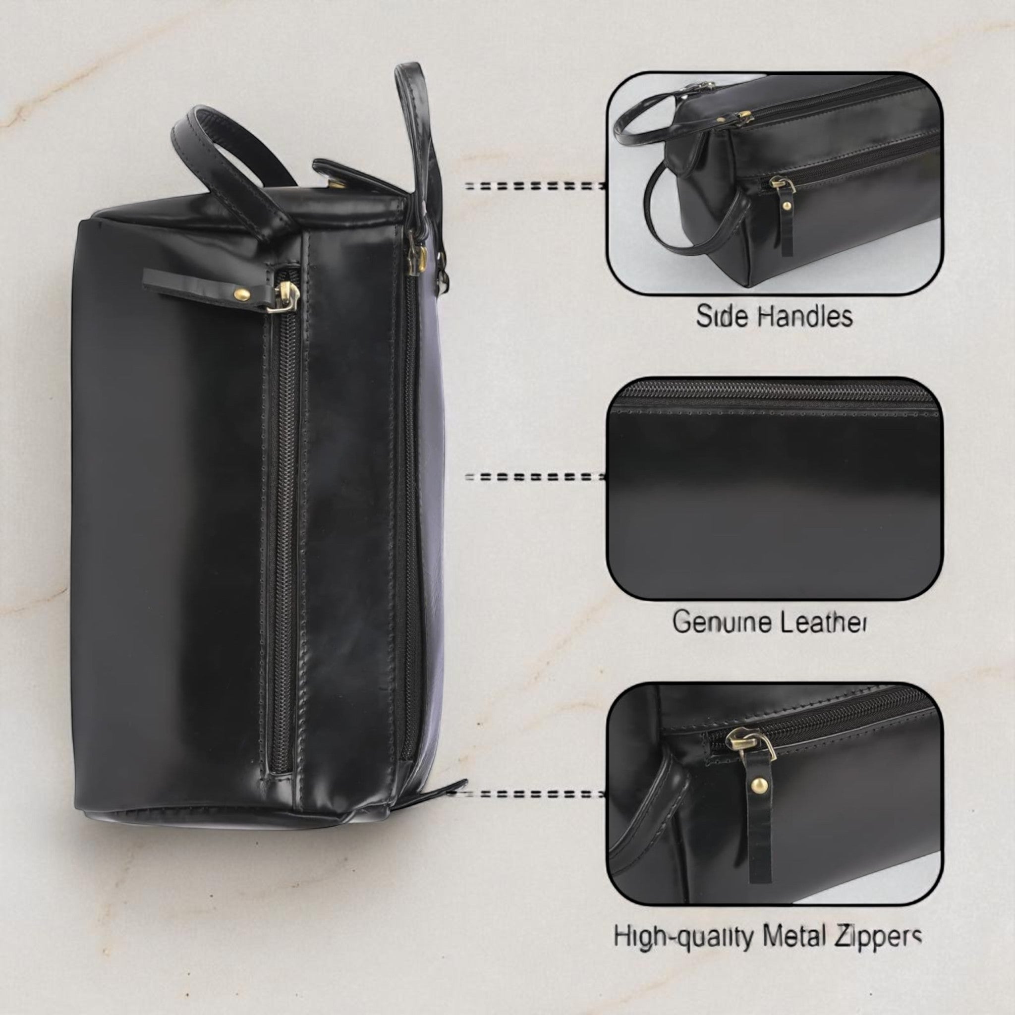 Unisex black Toiletries Pouch