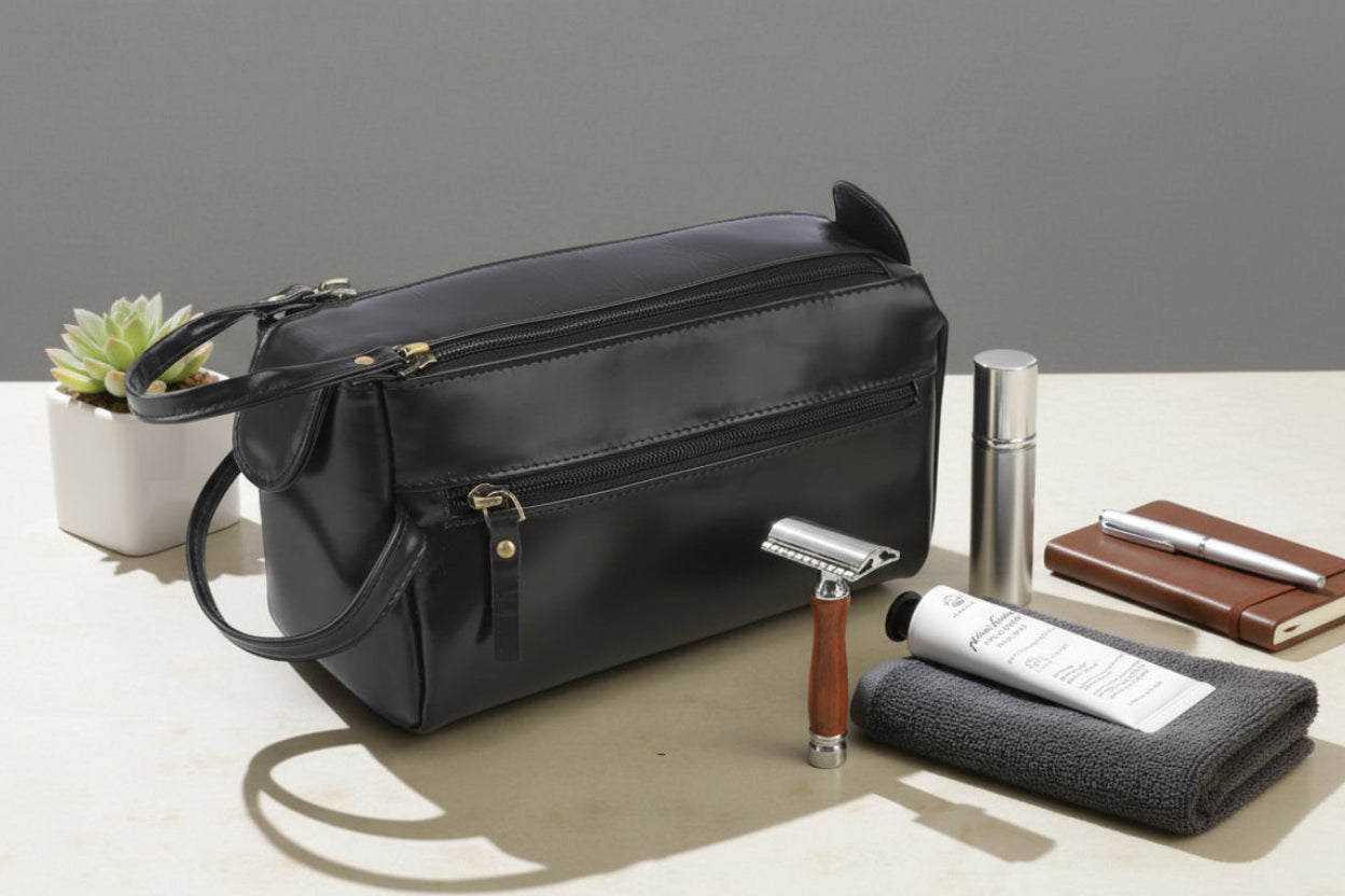 Unisex black Toiletries Pouch
