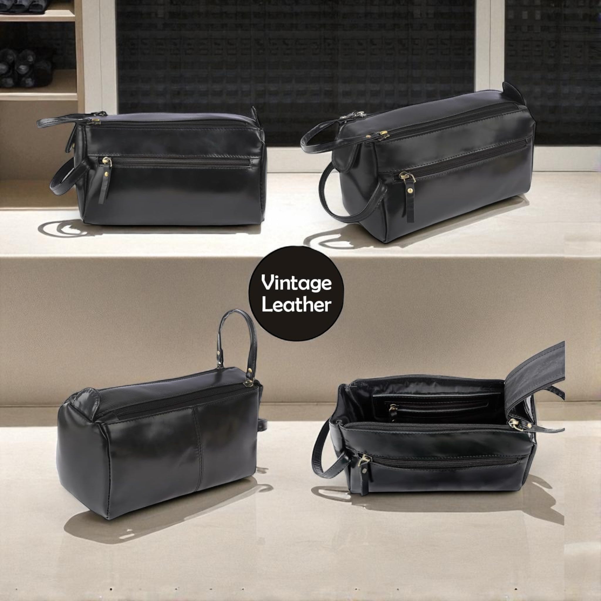 Unisex black Toiletries Pouch