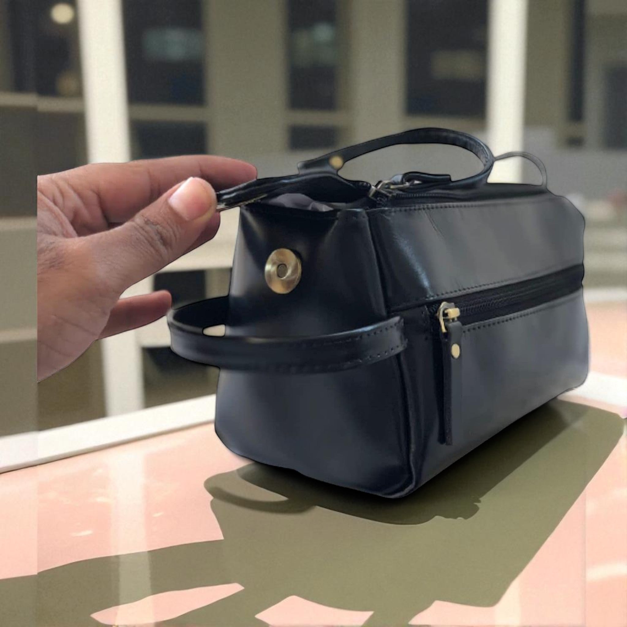 Unisex black Toiletries Pouch