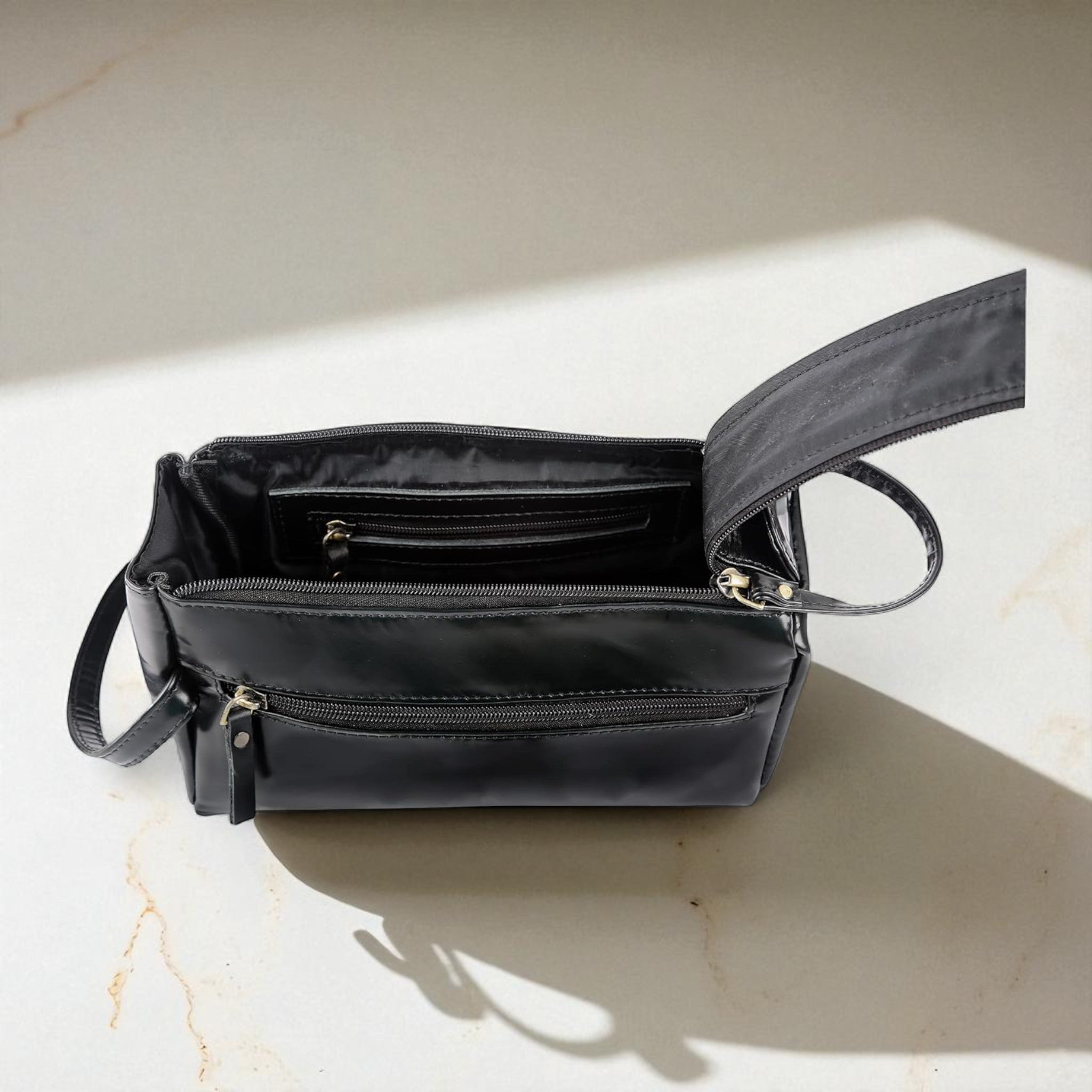 Unisex black Toiletries Pouch