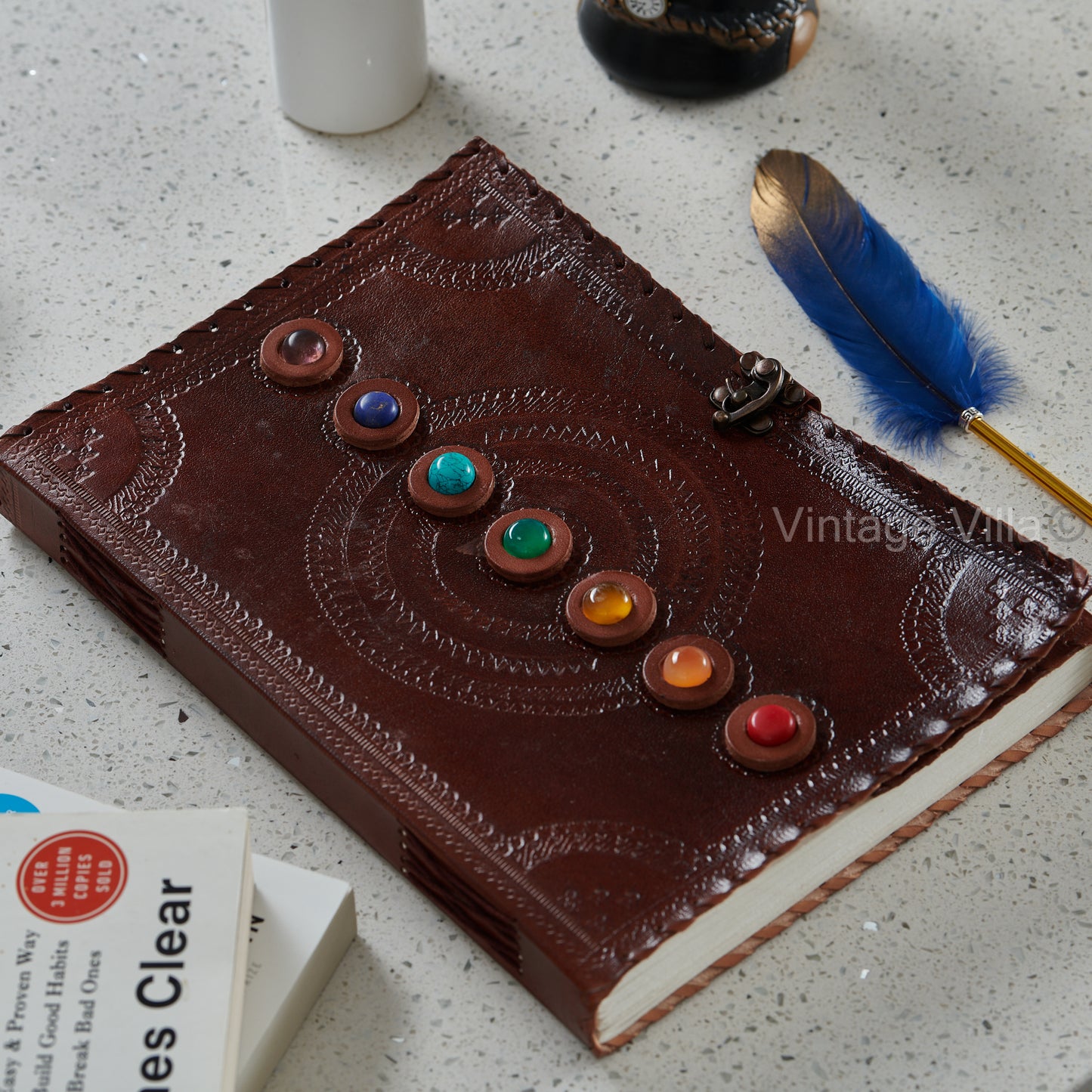 Seven Stone Chakra Leather Journal A4 Size