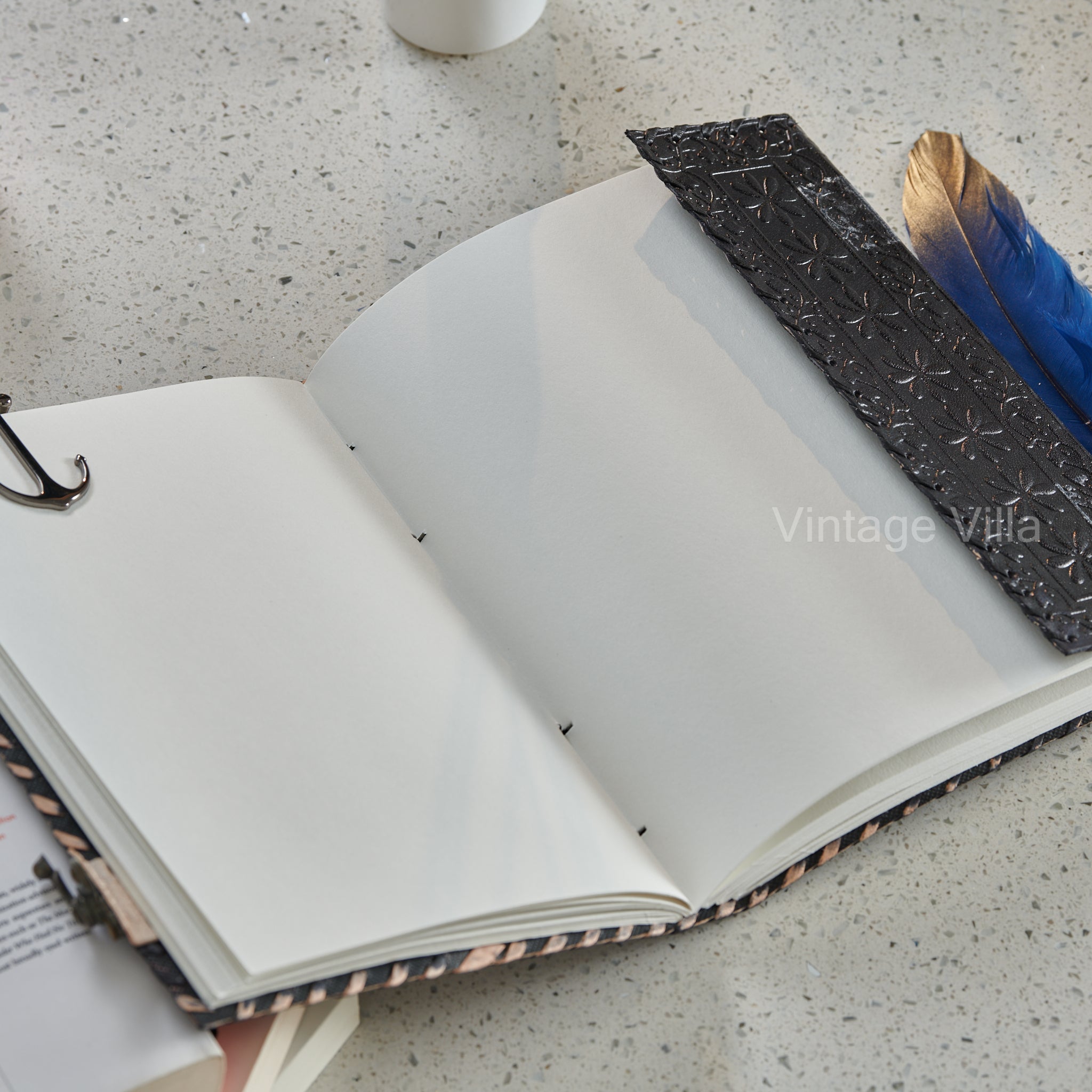 Star Embossed Design Handmade Leather Journal