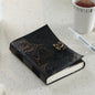 Black wolf leather journal