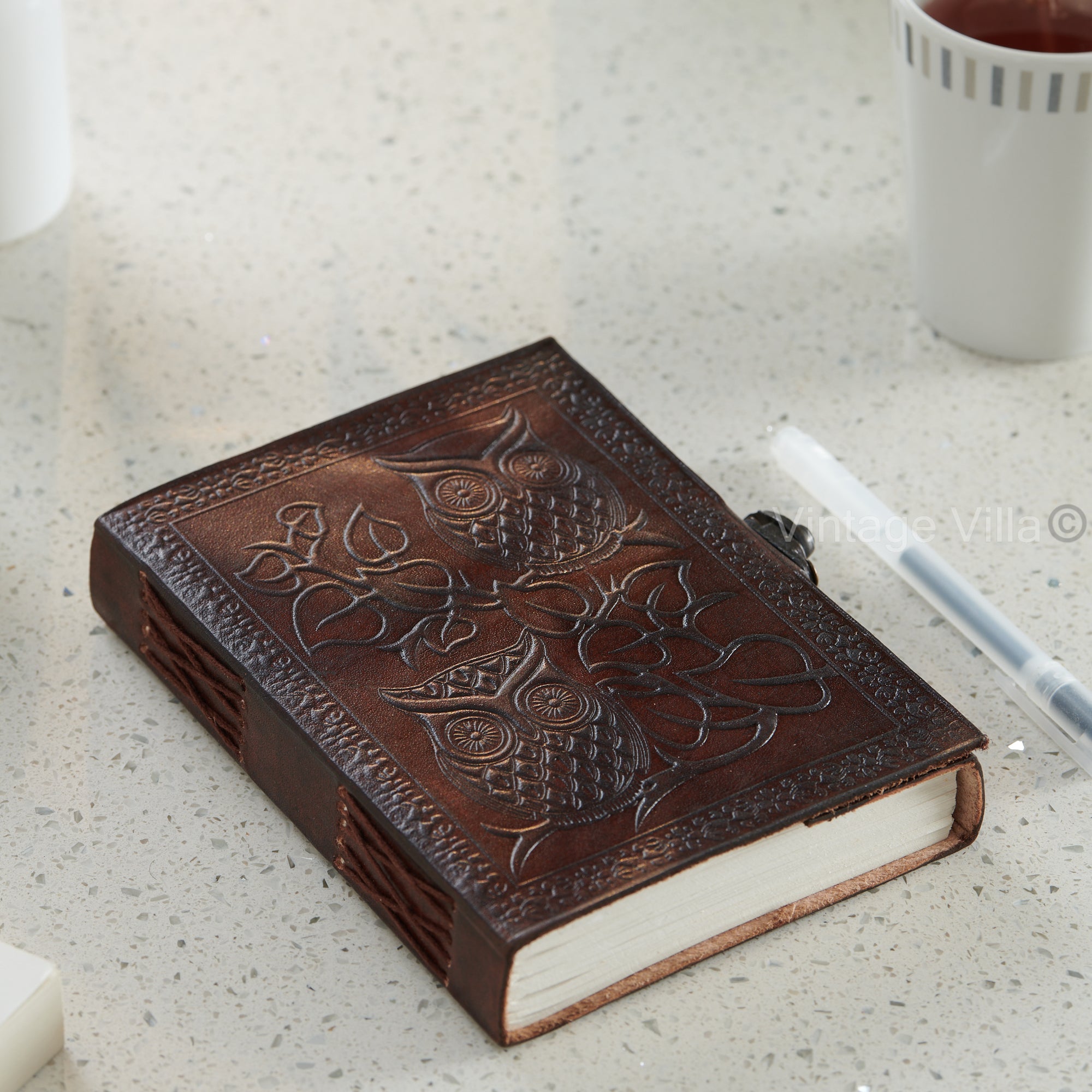 Handmade Leather Owl Journal