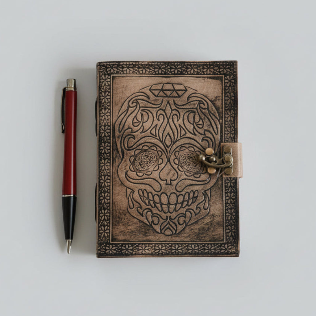 Skull Design Handmade Leather Journal
