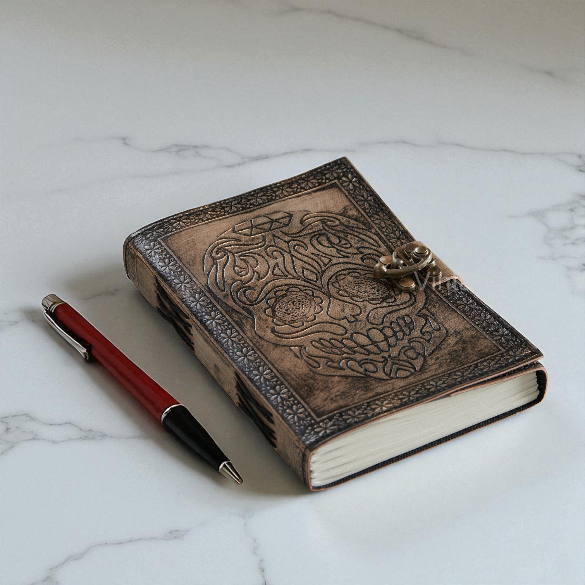 Skull Design Handmade Leather Journal