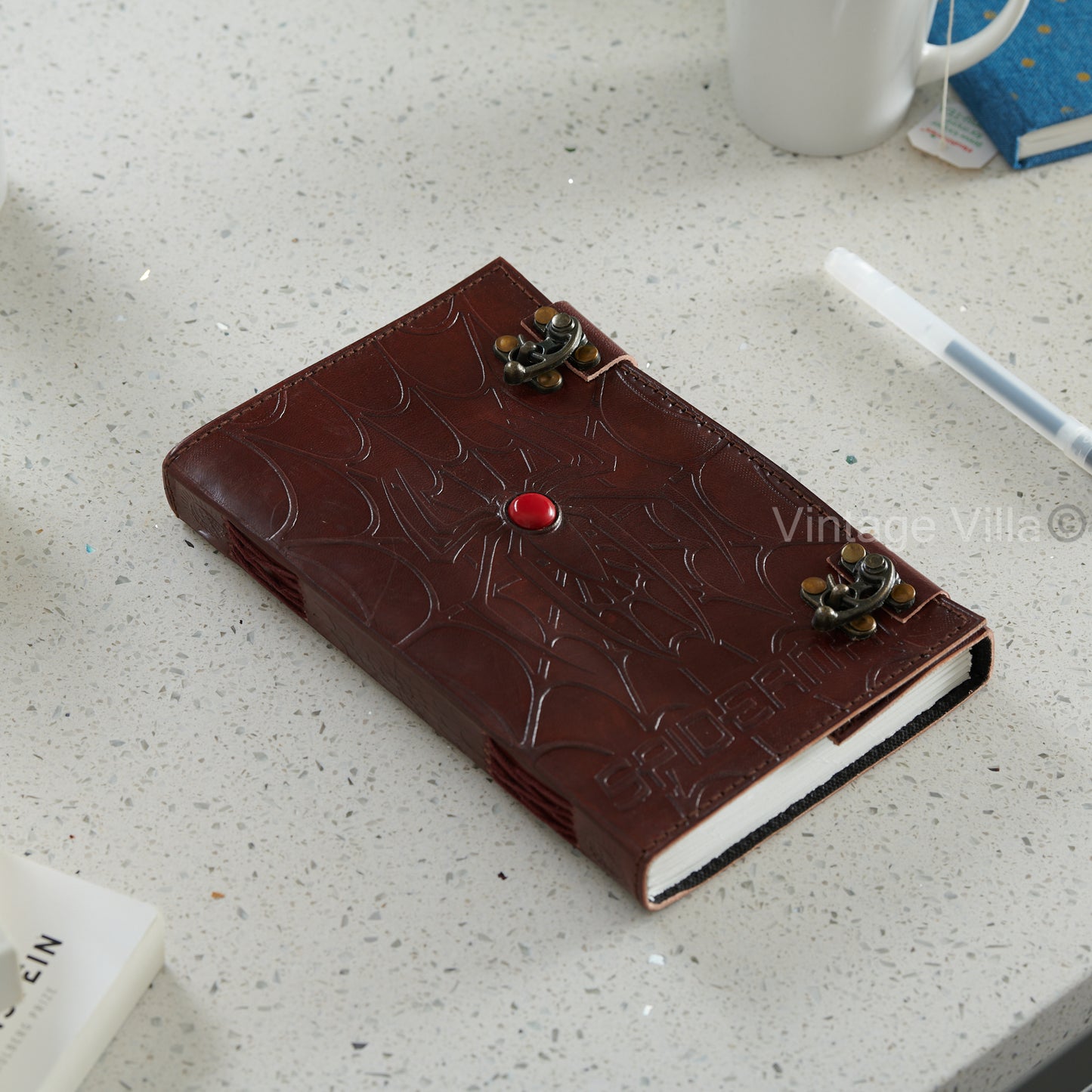 Spider Man Embossed Design Red Stone Leather Journal