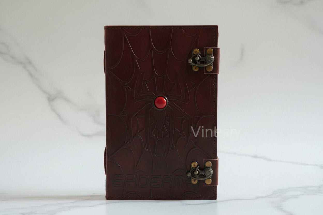 Spider Man Embossed Design Red Stone Leather Journal