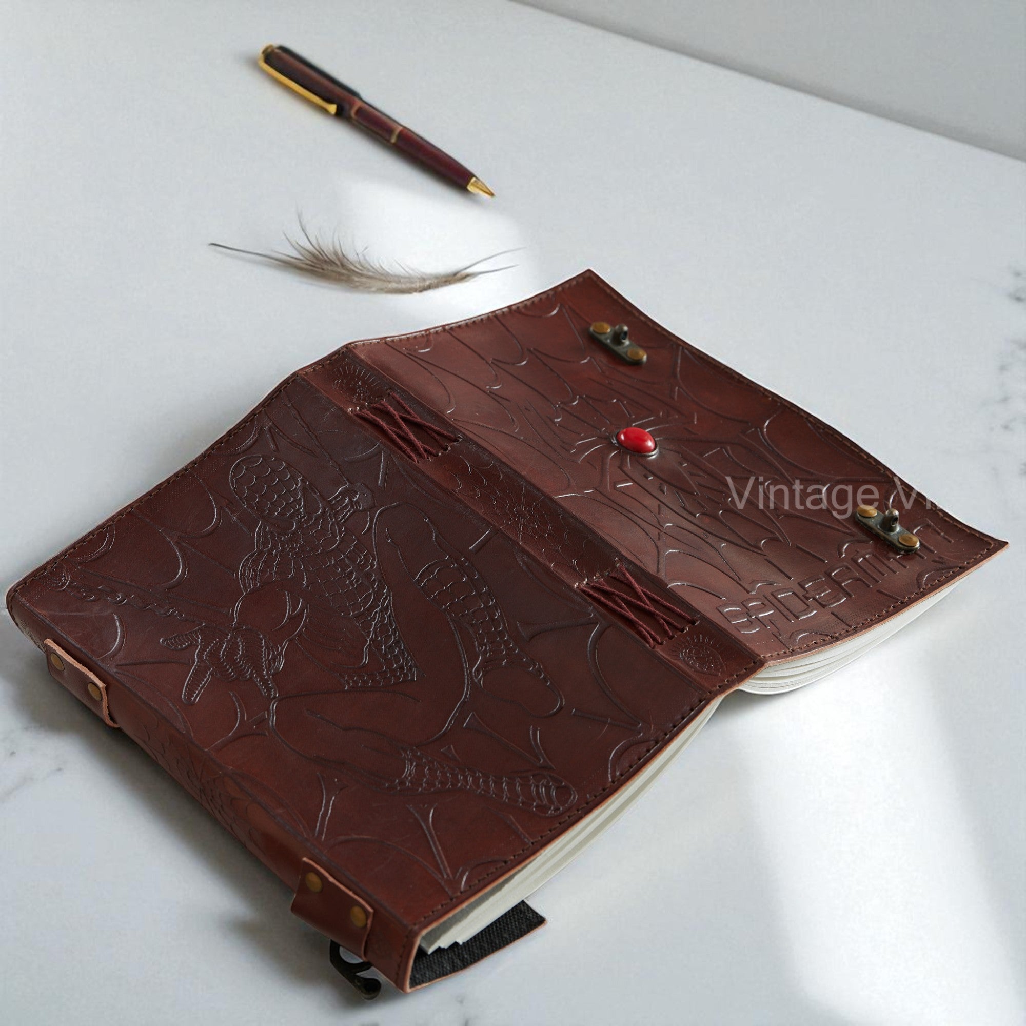 Spider Man Embossed Design Red Stone Leather Journal