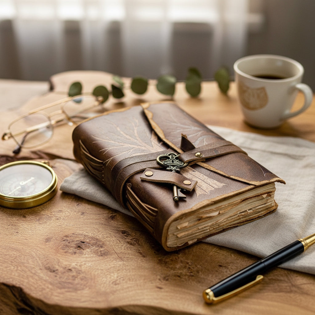 Tree of Life Leather Deckle Journal