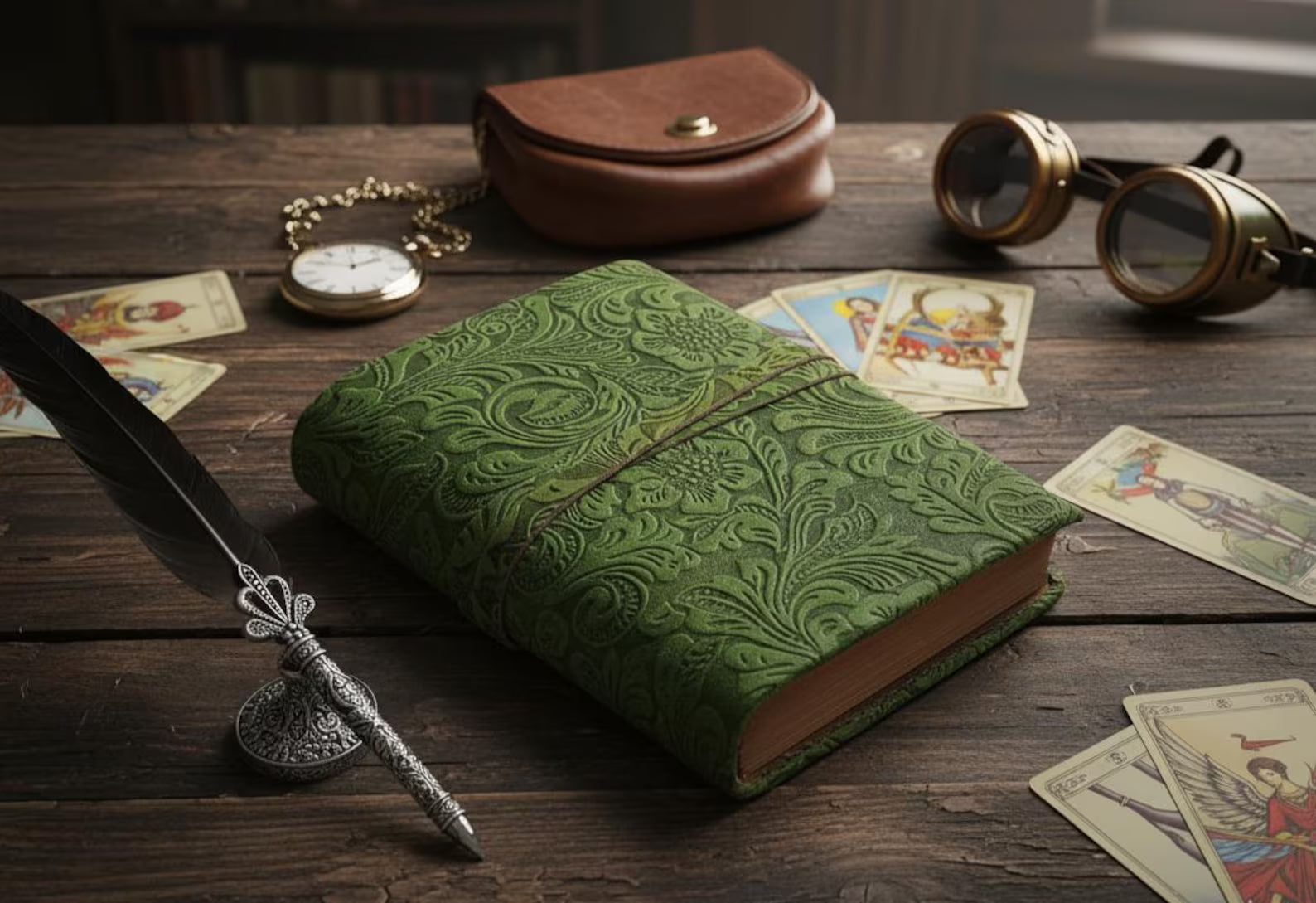 Flower Embossed Deckle Leather Journal