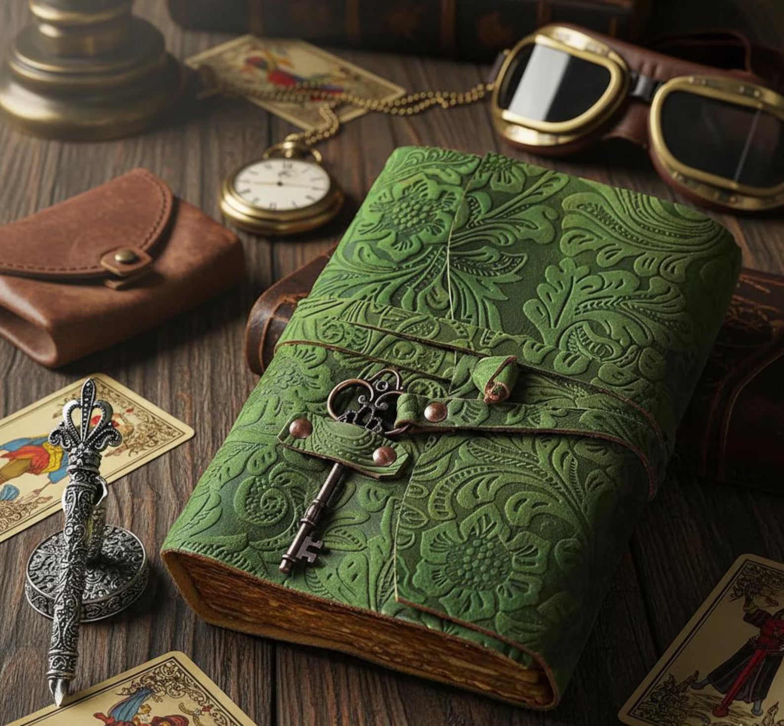Flower Embossed Deckle Leather Journal