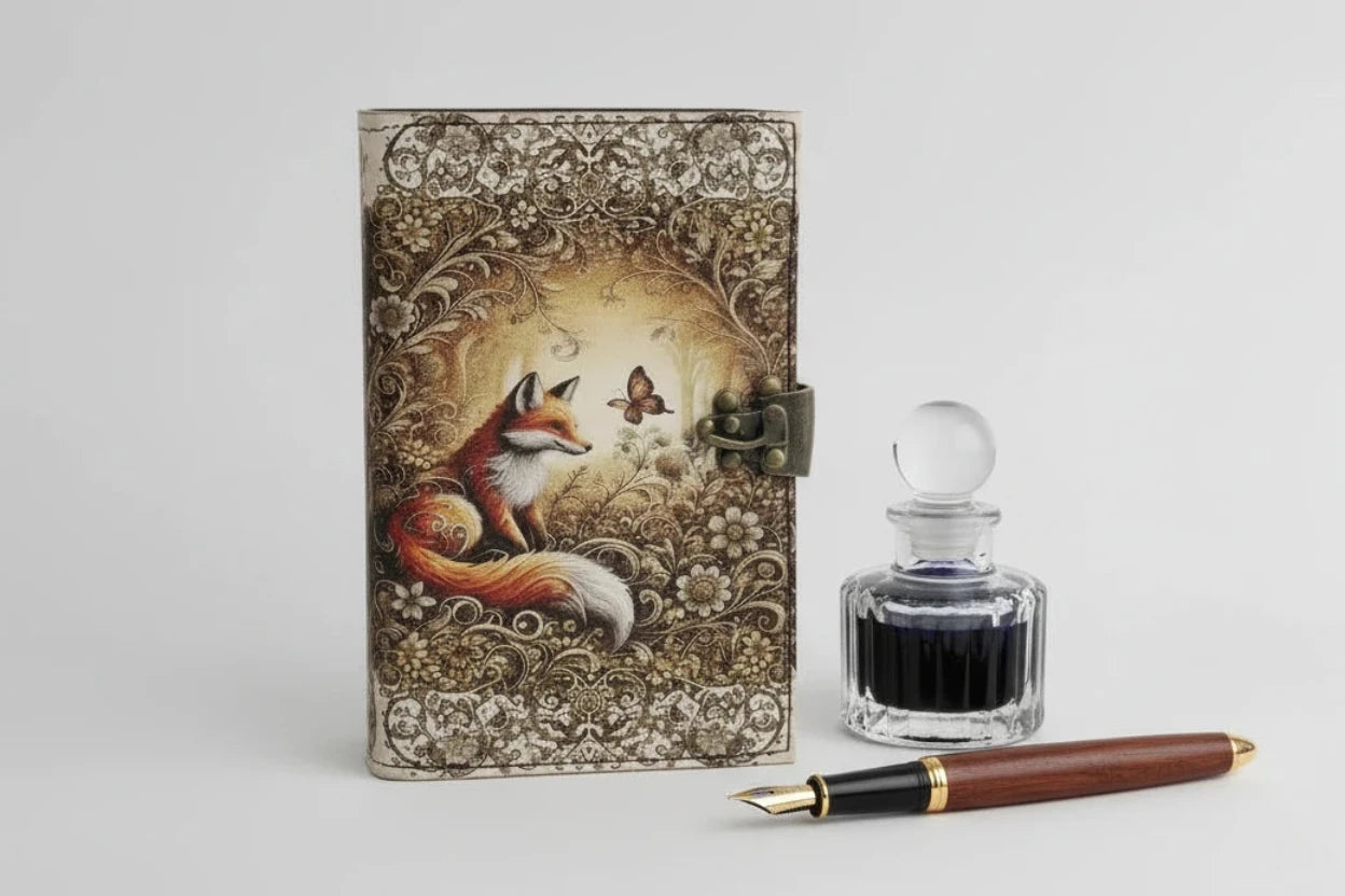 Fox Embossed Deckle Leather Journal