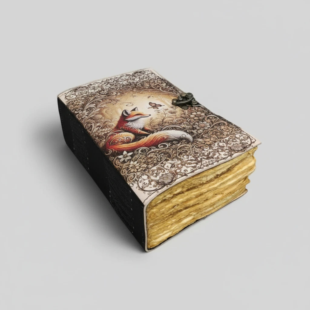 Fox Embossed Deckle Leather Journal