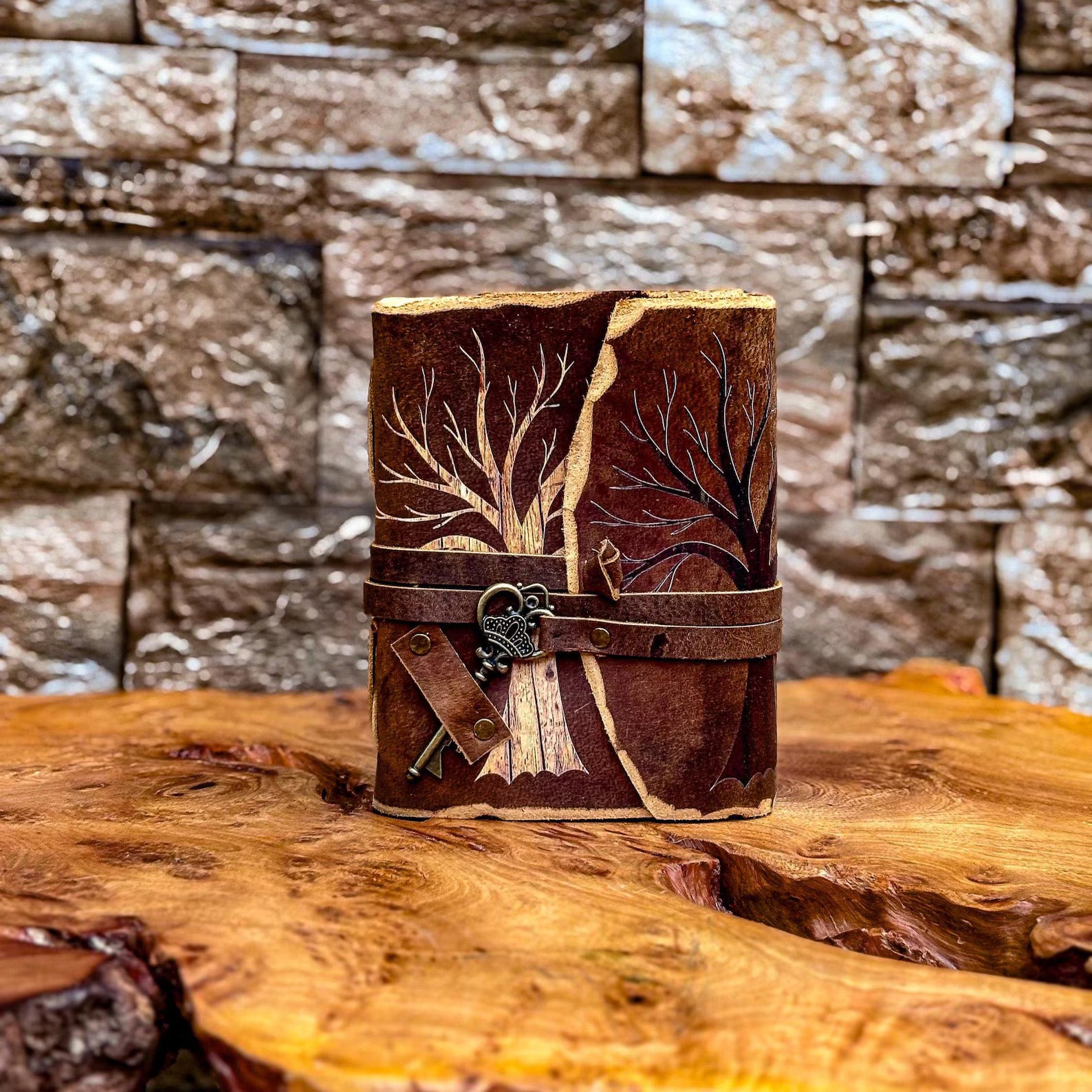 Tree of Life Leather Deckle Journal