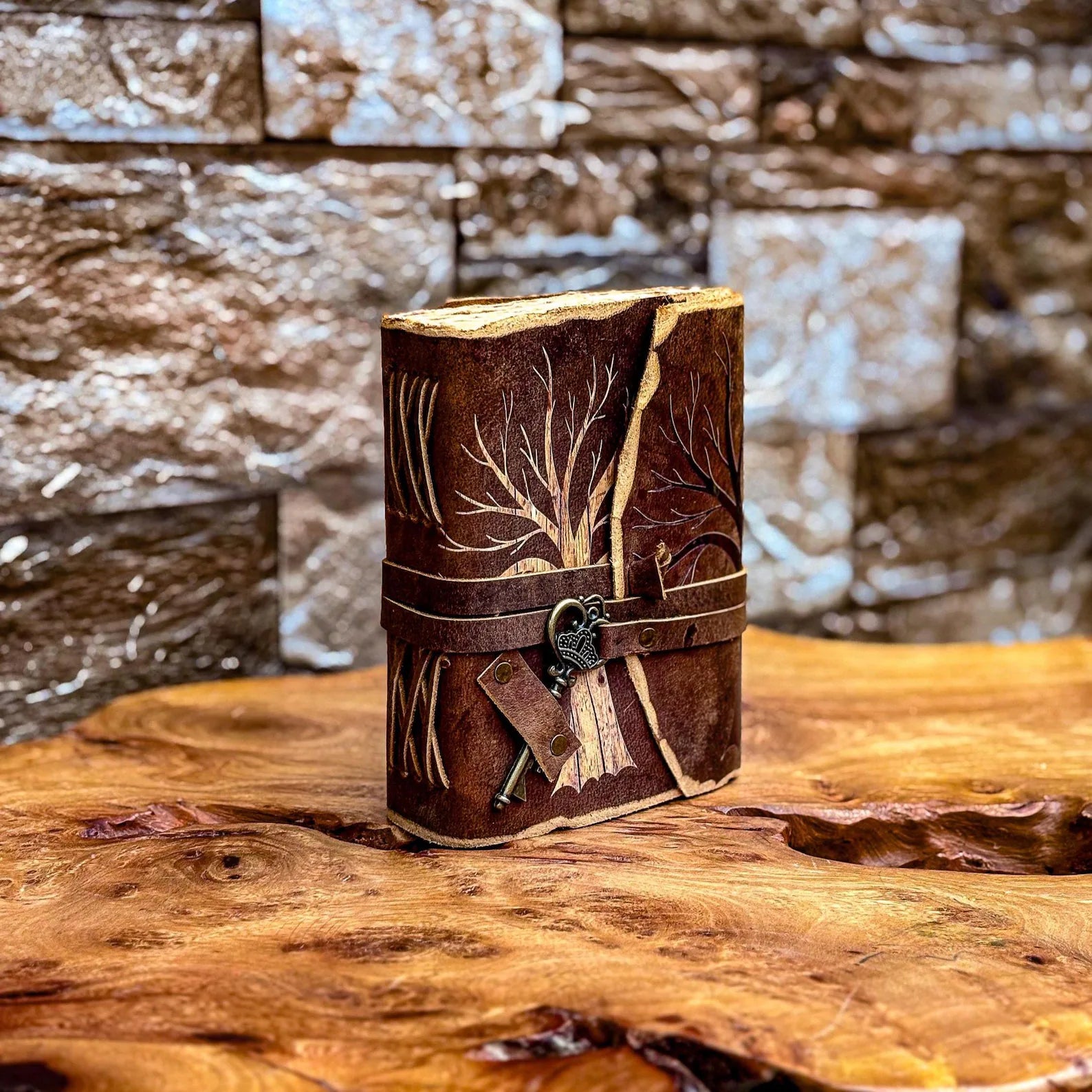 Tree of Life Leather Deckle Journal