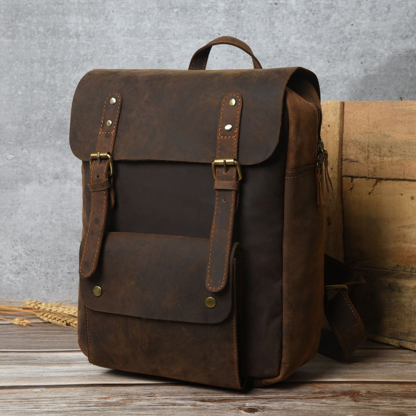 Handmade Full Grain Leather Unisex Backpack