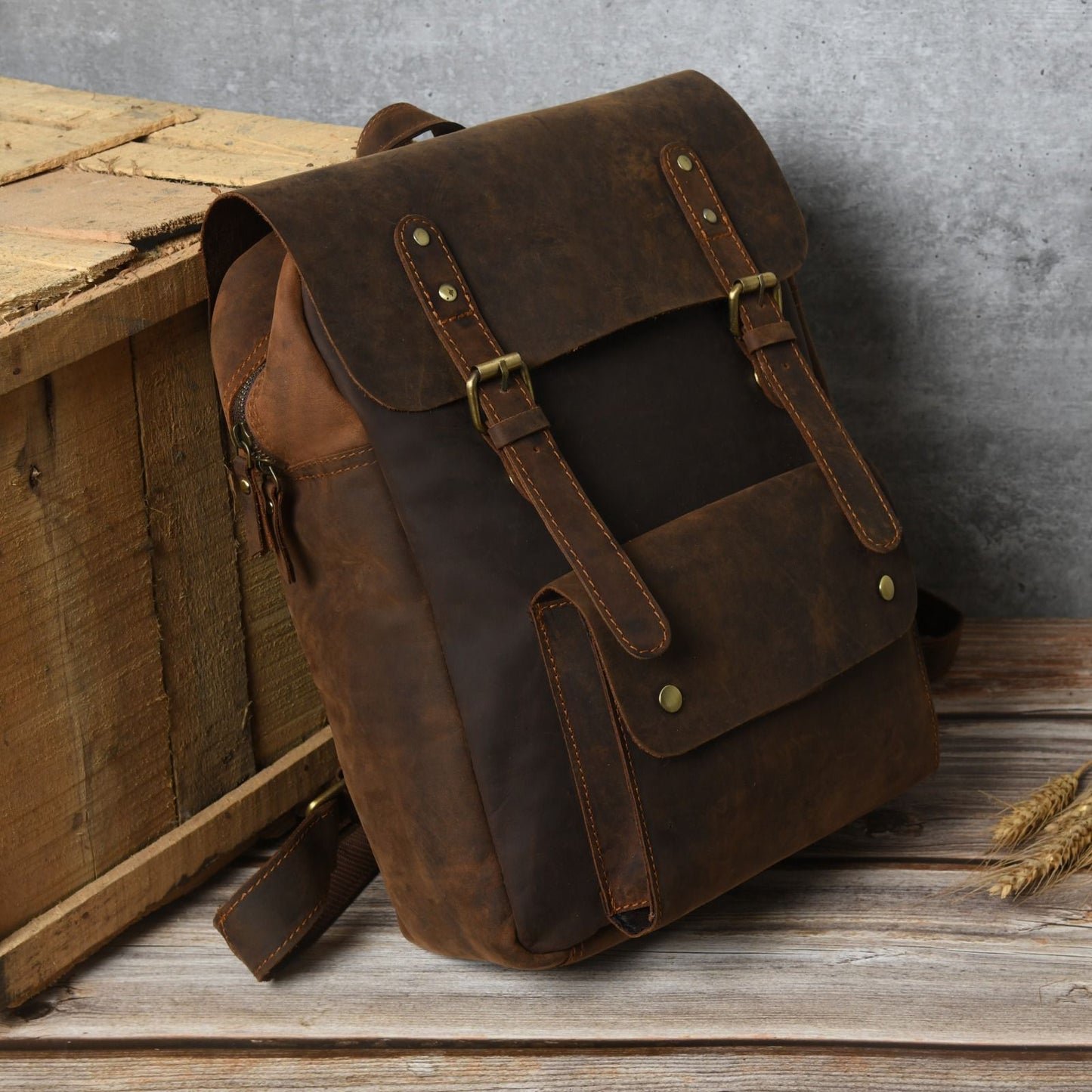 Handmade Full Grain Leather Unisex Backpack