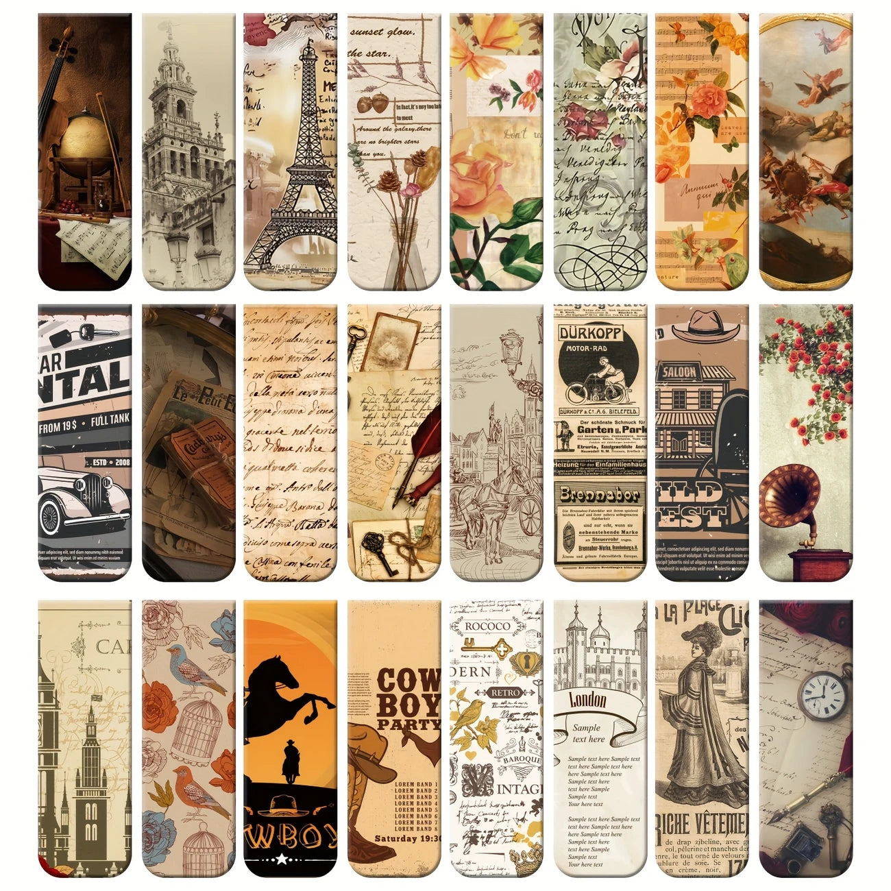 Vintage style magnetic bookmarks