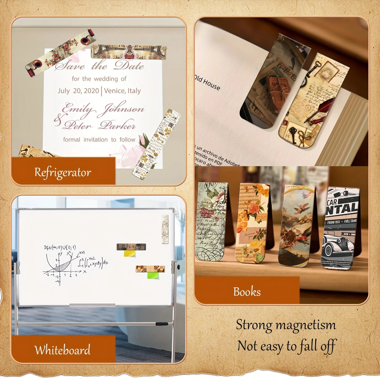 Vintage style magnetic bookmarks