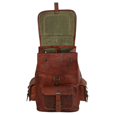 Unisex Leather School Camping Travel Backpack