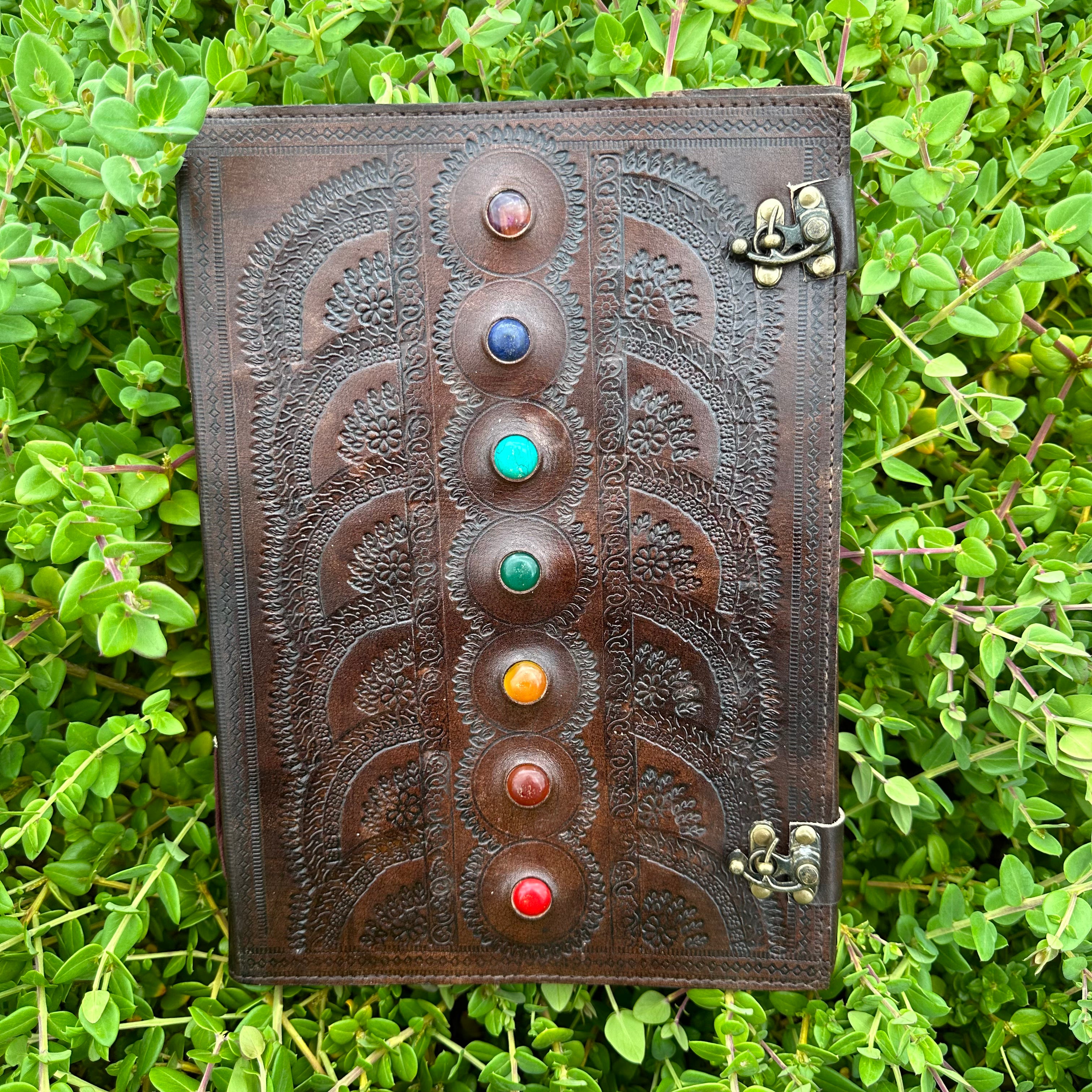 Seven Stone Chakra Leather Journal A4 Size